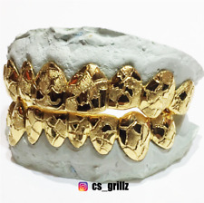 SOLID 10K 14K YELLOW GOLD NUGGET CUT DESIGN HANDMADE CUSTOM FIT GRILL GRILLZ  picture