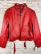 Vintage Red Leather Bomber Jacket Oscar Piel Women's 2XL NWT picture