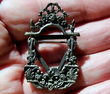 Old Antique Victorian Sterling Silver Floral PHOTO Brooch Pin picture