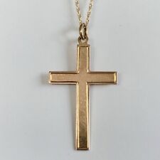 Vintage 9ct Gold Cross Pendant Necklace 18” 46cm Fine Chain Crucifix 9k 375 picture