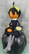 MB Desings Artist OOAK Handmade Fabric Art Doll Plush Pumpkin Halloween picture