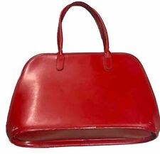 Jack Georges Red Leather Vintage Zip Dome Shoulder Work Tote picture