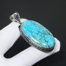 Tibetan Turquoise Natural Gemstone Pendant Handmade 925 Sterling Silver Pendant picture