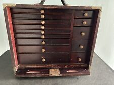 Antique 1940s-50s Wooden 14 Drawer Dental Toolbox picture