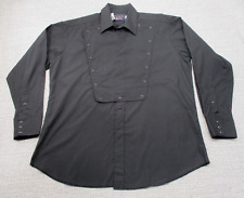 Vintage Panhandle Slim Shirt Mens XL Black Pearl Snap Western Bib Made in USA picture