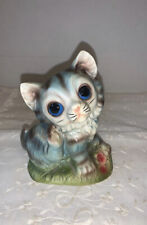 Vintage Ceramic Blue Gray Persian Kitty Cat Japan picture