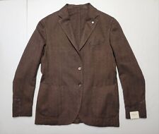 L.B.M. Men's Blazer 42L Brown Herringbone Cotton DANDY JACKET Men's Sport Coat picture