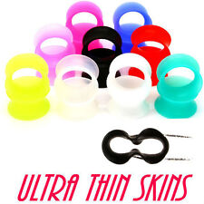 PAIR-ULTRA THIN SKINS TUNNELS-Silicone Ear Skins-Ear Gauges-Soft Ear plugs picture