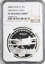 1 DOLLAR 2008 COOK ISLANDS ANTONOV 2 COLT SILVER PROOF NGC PF70 picture