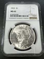 1922 P PEACE Silver Dollar NGC MS 62 | Uncirculated UNC BU MS62 ICY BLAST WHITE picture