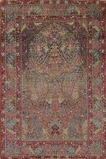 Pre-1900 Antique Kirman Ravar Vegetable Dye Ivory Wool Hand-knotted Area Rug 4x7 picture