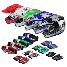 DOT Youth Kids Dirt Bike ATV Motocross Helmet Goggles+Gloves 5 Colors S~XL picture