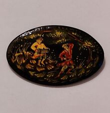 Russian Laquer Brooch - VINTAGE Hand Painted picture