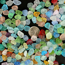 center drilled sea beach glass 40 pcs lot bulk blue green red yellow jewelry use picture