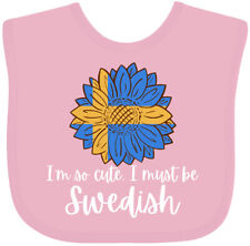 Inktastic I'm So Cute, I Must Be Swedish Sunflower Sweden Flag Baby Bib Flags picture