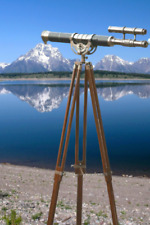 Solid Stylish Floor Standing Brass 39 Inch Telescope With Wooden Tripod Stand picture