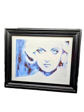 Carole Lombard Blue Eyes Watercolor Art Print Framed Actress 1930's Art Deco picture