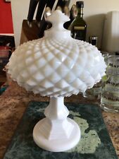 Vintage Westmoreland Sawtooth White Milk Glass Compote Candy Dish 9 inches picture