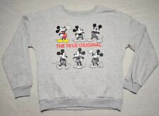 Disney Mickey Mouse Sweatshirt Womens SMALL Gray Fleece Crewneck Sweater picture