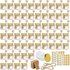 CRTWDMAN 60 Pack Mini Honey Jars,1.5 oz Glass Honey Jars with Metal Lids,Wooden picture