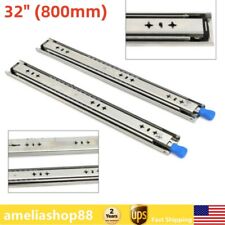 1 Pair Professional Silver Heavy Drawer Slides W/ Lock 32 Inch Full Extension US picture