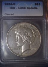 1934-D Peace Silver Dollar ICG AU58, Good Solid Coin, Lower Mintage picture