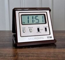 Micronta Travel Alarm Clock / Vintage / Rare / Retro / Brown / Gold / Square 80s picture