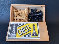 Vintage Lardy Staunton Boxwood Chessmen Complete Set 32p W/Box King 2 3/8
