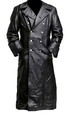Mens German Classic Officer  WW2 Military Uniform Casual Leather Trench Coat picture