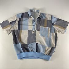 Vintage Alan Stuart Shirt Men’s XL Blue Disco Geometric Banded Waist Polo 70s picture