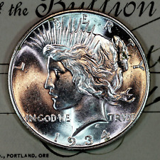 * 1934-D * CHOICE to GEM BU MS PEACE SILVER DOLLAR * FROM ORIGINAL BANK BAG * picture