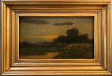 #57 Tonalist painting Hudson River, Barbizon Maine NDNE Moon Sunset Wojdakowski picture