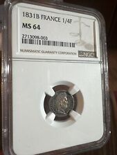 France 1831-B 1/4 France - Louis Philippe - NGC MS64 - Top POP picture