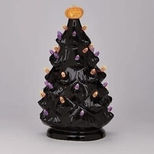 LED Black Vintage Ceramic Tree with Pumpkin Head Topper 12.5
