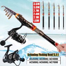 20-50LB Fishing Pole Spinning Rod Carbon Fiber Portable & 5.2:1 Fishing Reel USA picture