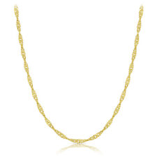 10k Yellow Gold Singapore Chain Necklace 0.8mm Classic Elegant Design 16