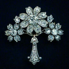 4.5 Ct Round Cut Diamond Beauty Antique Floral Brooch Pin 14k White Gold Finish picture