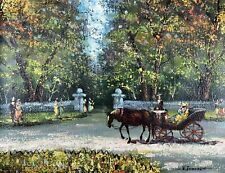 Vittorio Tommasini Farfa Oil on Canvas Painting Impressionist Park Scene Signed picture