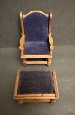 Miniature Dollhouse Pair Vintage Padded Parlor Chair & Stool, Fomerz JAPAN picture