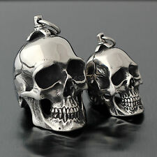 Men's Huge Heavy Gothic Retro Silver Skull Stainless Steel Necklace Pendant picture