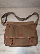 THE BRIDGE Italy Classic Vintage Messenger Satchel Bag Canvas Brown Leather Trim picture