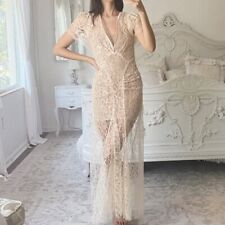 Vintage Art Deco 1930's Sheer Lace Evening Gown Bohemian Wedding Dress Small picture