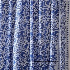 3 Yards Fabric Indian Blue Floral Hand Block Print Cotton Fabric Sewing Fabrics picture