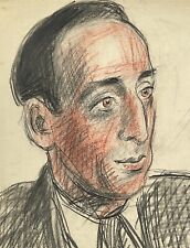 DAVID BURLIUK (1882-1967) Original Depression Era Drawing, NYC 1935 - LYZON ART picture