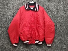Vintage Butwin Snap Bomber Satin Jacket Adult Large Red USA Made Blank Quilted picture