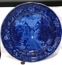 Historical Staffordshire Blue Transfer Plate, RESIDENCE MARQUIS LAFAYETTE, Wood picture