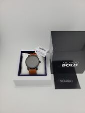 Movado Bold Men’s Brown Leather Strap Black Dial Watch - 3600489 ($795 MSRP) picture