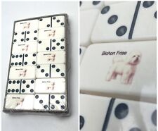 Vintage Puremco Bichon Frise Dog Dominoes Professional Extra Thick Marblelike picture