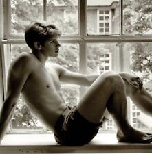 1980s College Man sitting on window sill gay man's collection 8x8 picture