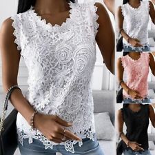 Women Lace Sleeveless Pullover Tops Vest Ladies Summer Tank Tee Blouse T shirt picture